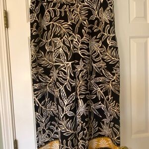 Elegant Black and White Print Wide Leg Flowy Pants